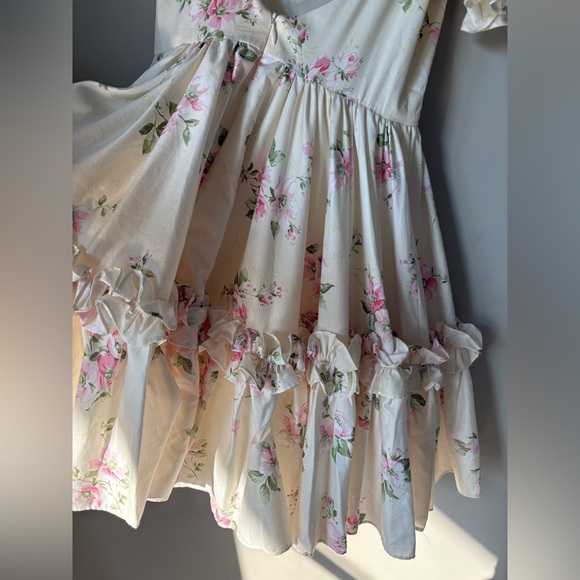 NEW Selkie Summer Home Girls Night Out Mini Ruffle Dress Pink Cream Floral | XS - Picture 7 of 15